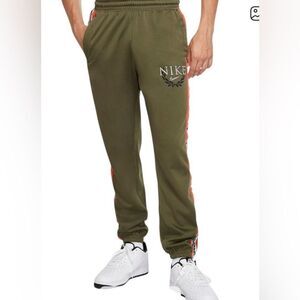 Nike Dri-FIT Jogger Pants Men’s Small Green Orange Stripe Athletic Sweatpants
